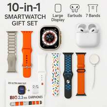 New Arrival 10-In-1 S9 Ultra Smart Watch – Bluetooth Calling Smartwatch With Wireless Earbuds, 7 Interchangeable Straps – Fitness Tracker, Heart Rate Monitor, Sports & Running Watch – Compatible With IOS & Android – Best Gift For Christmas, Cyber Monday, Valentine's Day, Mother's Day, Father's Day, New Year, Birthdays - 經典銀色版 - 查看 3