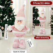 1pc Adjustable Height Charming Pink Snowman, Santa Claus & Reindeer Christmas Decor, Holiday Home & Office Decoration, Christmas Ornament, Window Display Prop, Thanksgiving & Christmas Gift