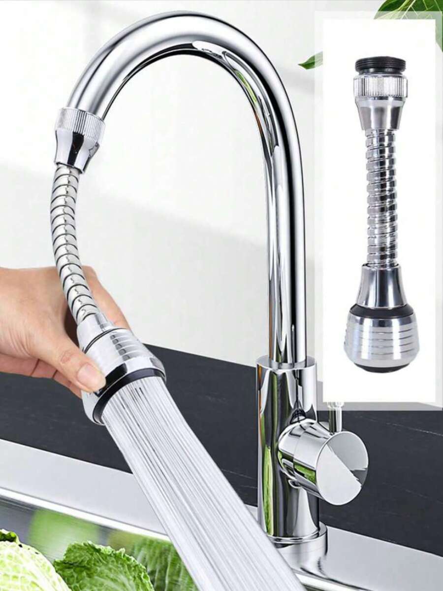 1pc Kitchen Gadget, 2 Modes 360 Degree Rotating Bubble High Pressure Faucet Extender, Home Supplies, Kitchen Accessories - Silver - View 1