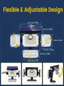 Solar Powered Outdoor Lights, Solar Path Lights, Solar Wall Lights For Patio, 333 LED Lights With Remote Control, Foldable, 3 Modes Adjustable, Motion Sensor Lights (100 LED/333 LED)