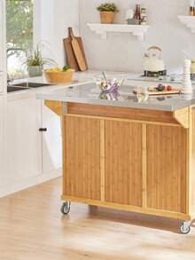 SoBuy FKW69-N, Extendable Kitchen Storage Trolley Kitchen Cabinet Cupboard Sideboard Kitchen Island - Brown - View 1