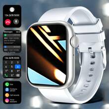 1 件男女通用方形运动智能手表，具有通话、消息、计步器、闹钟、天气、多种运动模式、可定制表盘、防水功能，适合日常使用 - 黑色 - 查看 15