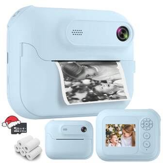 Kids Instant Print Camera,Ltra-Clear Photos, Lightweight And Portable, 1080P High-Definition Video Recording Point And Shoot With 8X Zoom Anti Shake,Take Photos At Regular Intervals,Suitable For Giving To Family/Friends/Partners/Young People, Traveling And Outdoor Adventures,Christmas Birthday Gifts, Instant Camera Kids With 32GB &2 Printing Paper, Best Gift For 3 4 5 6 7 8 9+ Years Old Girls Boys