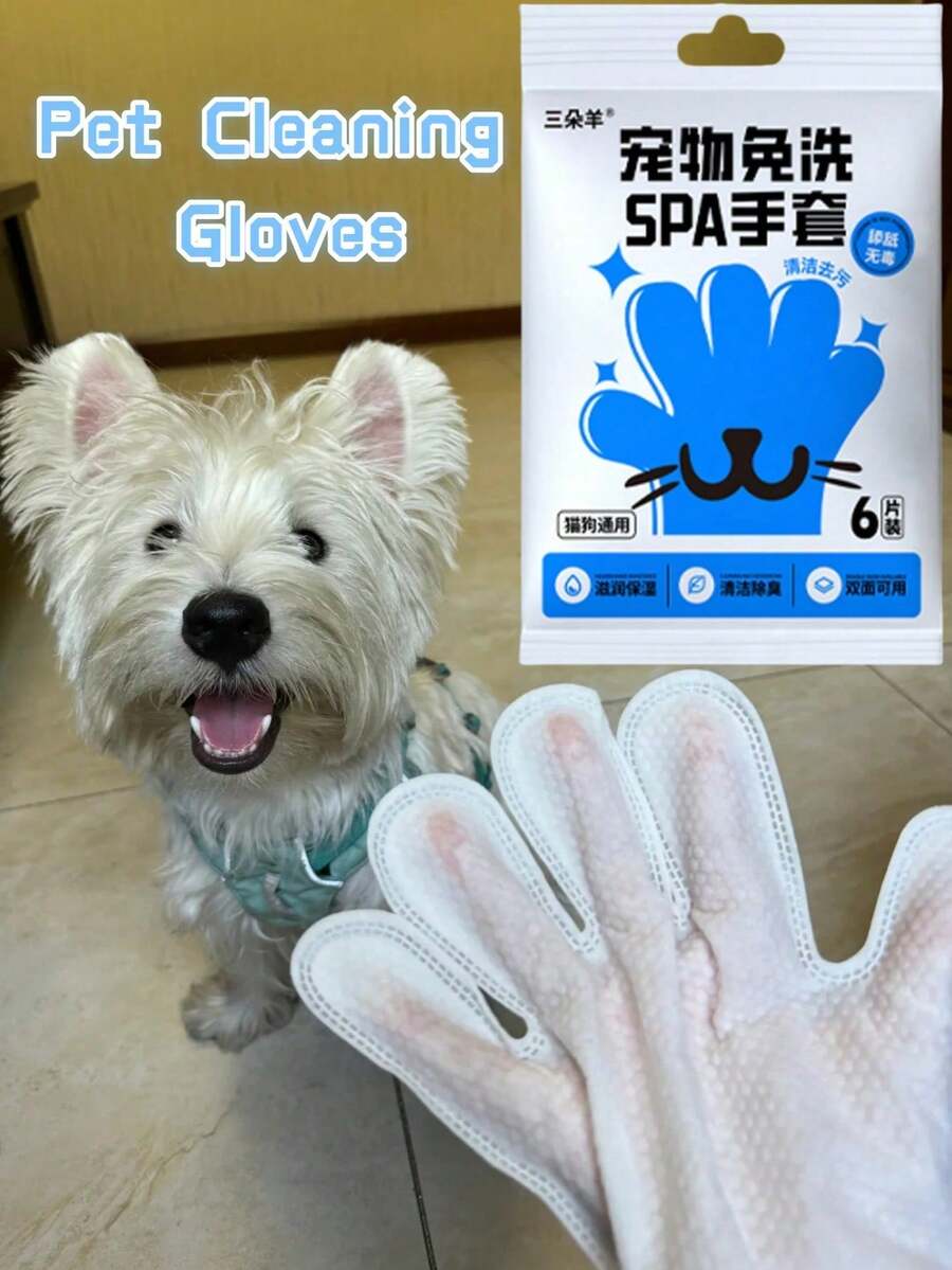1pc1 Pack Contains 6 Pieces. These Pet Non-Soaping Cleaning Gloves Are Used For Cleaning Dry Hands. They Are Disposable Wipes For Pets. They Are Suitable For Cleaning Pets And Are Gentle And Non-Irritating. They Can Help Prevent Stress For Pets And Are Suitable For Daily Cleaning Of Cats And Dogs. - Multicolor - View 1