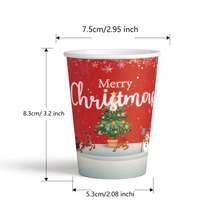 20件/50件圣诞树、红色礼物、驯鹿主题一次性派对餐具、圣诞图案主题一次性纸杯、250ML咖啡杯、冷饮杯 - 彩色 - 查看 6