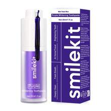 1 pieza Pasta de dientes blanqueadora de color púrpura, sabor a menta, blanqueamiento dental, aliento fresco, limpieza profunda, tamaño de viaje 30ml - Morado - Ver 2