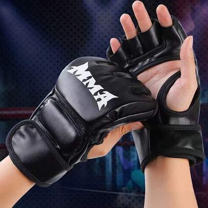 1 Đôi Găng Tay Đấm Bốc Pu Găng Tay MMA Bao Cát Nửa Ngón Găng Tay Taekwondo Muay Thái Thiết Bị Tập Luyện Đấm Bốc Chuyên Nghiệp
