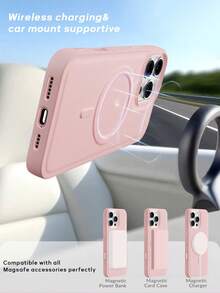 粉色 MagSafe 硅胶可爱时尚手机壳，适用于 16 Pro Max，女士手机壳，适用于 IP13/14，可爱智能手机壳，适用于 17 Pro Max/Apple Air/17 Pro/16 Pro，酷炫经典防震时尚手机壳，适用于 IP11/12/13/14/15/16/16 Pro 6.1 英寸，精致双层手机壳，适用于 Galaxy A16/A17/S25 Ultra/S25FE/S24FE，春季粉彩礼物，国际版，非国内版 - 粉色 - 查看 6