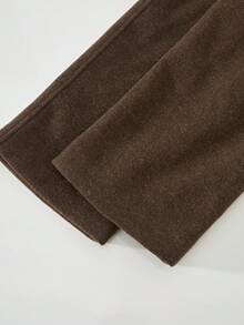 女士休闲保暖棕色立领丝绒高品质短款厚衬羊毛大衣 - 棕色 - 查看 11