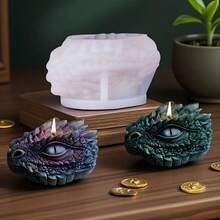 3D Silicone Mythical Dragon Eye Shaped Candle Mold DIY, Komodo Dragon Scented Candle Mold - White - View 3