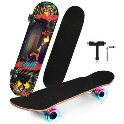 Tabla de skate patineta con ruedas de luz LED, regalo de navidad diseños unicos