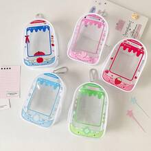Ins风透明简约草莓水果PVC卡通透明娃娃包玩偶散步包户外包防护防尘收纳袋
