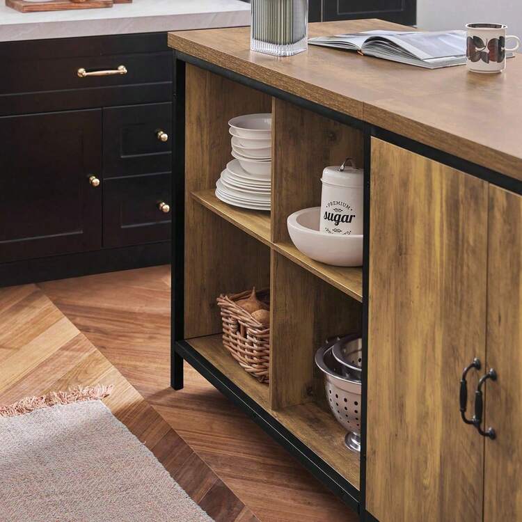SoBuy Kitchen Island Storage Cupboard Sideboard Kitchen Breakfast Dining Bar Table Bar Cabinet Vintage Brown W170 X D60 X H89cm KNL01-F - Brown - View 8