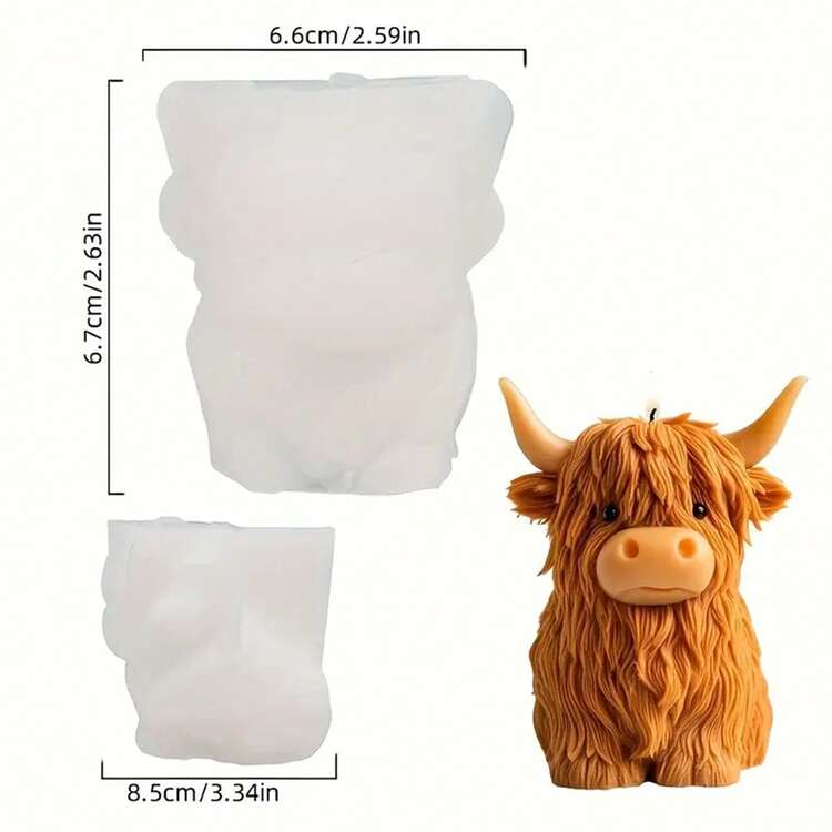 Khuôn nến silicon Highland Cow - Hình động vật dùng cho đồ thủ công DIY, nhựa và trang trí nhà nông, bền và dễ vệ sinh, hoàn hảo cho nến thủ công và trang trí nhà cửa, vật dụng làm nến, mẫu thủ công, bề mặt nhẵn, khuôn đất sét - trắng - Xem 4