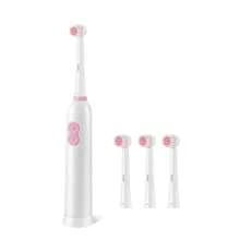 Cepillo de dientes eléctrico giratorio con 4 cabezales de cepillo, incluye 2 baterías AAA, cepillo de dientes eléctrico con batería de limpieza inteligente, cerdas suaves