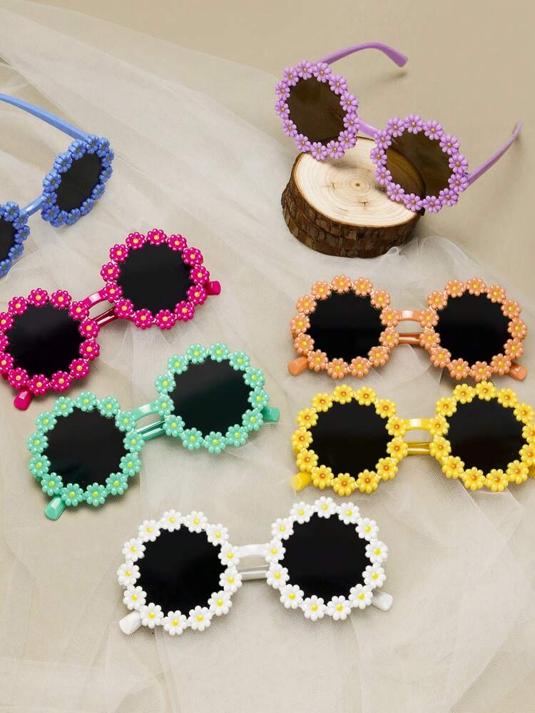 1-12 件花朵眼镜，雏菊花瓣眼镜，适合派对、户外休闲、摄影道具、夏威夷装饰、节日旅行配件、度假用品，轻巧、耐用、多功能 - 多色 - 查看 3