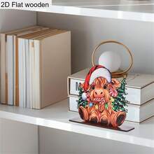1 Piece Cute Christmas Elk Cow Christmas Tree Wooden Ornament 2D Flat Christmas Decoration Sign Plaque Christmas Desktop Centerpiece Decorations For Living Room Bedroom Office Bar And Dining Holiday Home Decor Ornaments Christmas Gifts - Multicolor - View 10