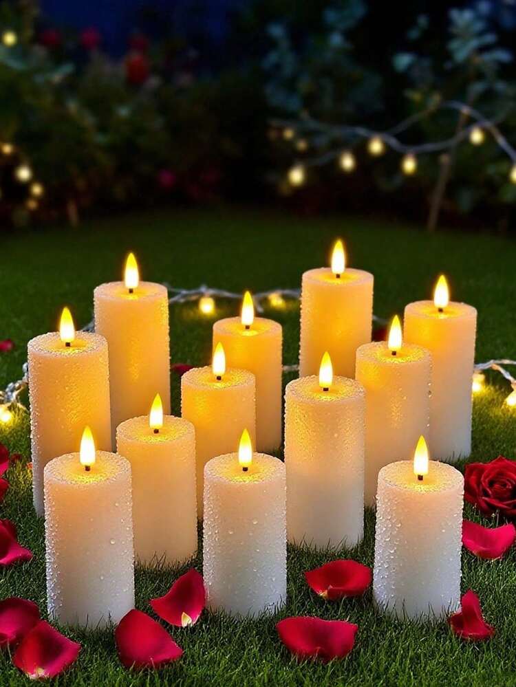 4/12-Piece LED Flameless Candle Set With Remote Control And Timer, Premium Mood Decorative Lights For Birthday Parties, Home, Halloween, Weddings, And Holidays - trắng - Xem 5