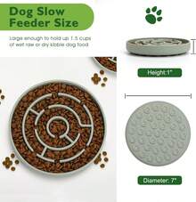 Slow Feeder Dog Bowls Silicone Maze Food Suction Bowl Feeders Pet Puzzle Lick Mat To Slow Down Eating For Small Breed Size Dogs,12065439 - 中紫紅色 - 查看 7