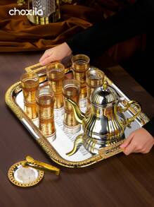 choxila 1pc Storage Tray With Handle, Highly Attractively Home Decor, Serving Tray, Wheat Pattern, Perfect As A Gift For Friends, Family, Or Loved Ones. Ideal For Organizing Coffee Cups, Tea Cups, Teapots, Snack Bowls, Cosmetics, And Jewelry - Tray - View 3