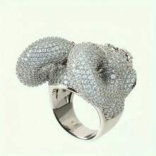 Anillo de cuerno de calavera gótico, anillo punk de hombre chapado en oro blanco, joyería vintage para fiesta de Halloween