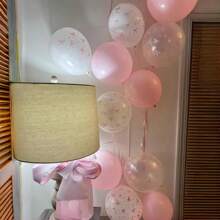 45 个 12 英寸浅粉色和透明白色蝴蝶结印花气球，适合女孩生日派对、单身派对、蝴蝶结主题生日、迎婴派对、新娘送礼会、婚礼、周年纪念装饰 - 粉色 - 查看 5