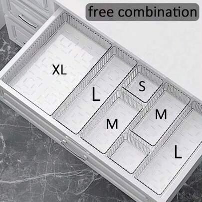 1个/2个/4个/6个/7个装透明抽屉收纳盒，化妆品整理盒，房间装饰，家居装饰，秋季装饰，卧室装饰，旅行必备