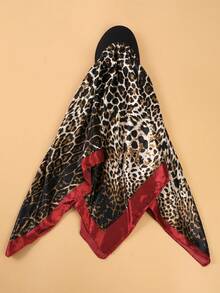 1条复古美式风格头巾，街头时尚佩斯利花纹和豹纹印花头巾，女士防晒头带 - 彩色 - 查看 6