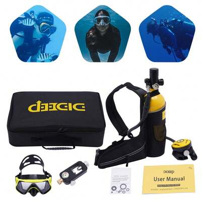 Mini Diving Case Kit 1L Oxygen Tank Pump Equipment Underwater Breath US