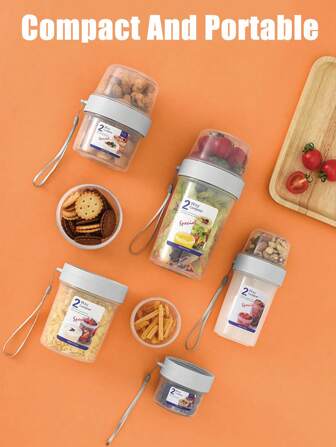 Frukost på språng Muggar Flingor och mjölkbehållare Dubbelt förseglad yoghurt Bärbar kopp med flingor Havregryn eller fruktbehållare Kontor Universitet Resor Picknick Lufttät matförvaringslåda