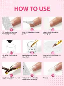 coscelia 8件套丙烯酸粉和EMA单体液美甲套装 - 8克透明白色粉色美甲粉，30毫升美甲液，女士DIY美甲沙龙礼品