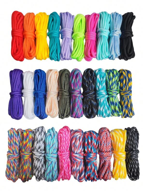 30pcs 3m Long X 4mm Thick Paracord, Multifunction Colorful DIY Paracord, Outdoor Paracord, Handmade Weaving Rope, Can Be Used For Bracelets, Crafts, Binding, Clothesline