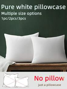 1 件/2 件/3 件纯白色枕套，柔软顺滑，经典款式，轻巧可机洗靠垫套，配有隐形拉链开合，适用于沙发、客厅、卧室装饰，4 种尺寸可选：30*50cm/40*40cm/45*45cm/50*50cm（无枕芯） - 白色 - 查看 6