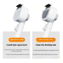 1 Stück drehbarer, einstellbarer Haustier-Bürste, Dual-Funktion zum Entwirren & Enthaaren, Ein-Klick-Haarentfernung, Edelstahlklingen mit abgerundeter Spitze, hautfreundlich, praktisches Pflege-Werkzeug für Haustiere, geeignet für alle Haustierrassen, Katzen & Hunde