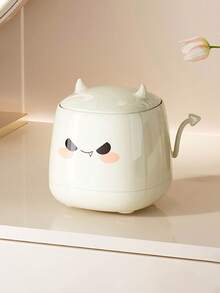 1 pieza Papelera de escritorio linda de Halloween - Papelera mini de apertura por presión, caja de almacenamiento de escritorio, decoración y regalo perfecto (Blanco lechoso/Rojo brillante) para escritorio, oficina, dormitorio.