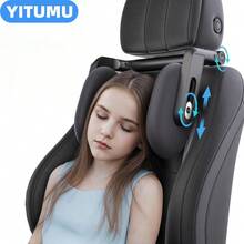 YITUMU Poggiatesta per auto multifunzionale a 3 assi con doppio gancio, cuscino per il collo in memory foam spesso, poggiatesta da viaggio ruotabile a 360°, design a forma di U, adatto per adolescenti e adulti