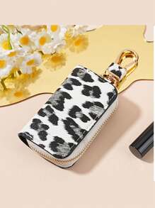 Leopard Print Car Key Chain - Iron Zipper Wallet With Adjustable Shoulder Strap, Large Capacity Multi-Function Key Holder, Unisex, Fashionable And Practical, Can Be Used As Women's Coin Purse, Mini Wallet, Wallet, Autumn Wallet, Key Chain - Multicolor - View 10