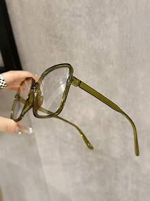 1 件女士多色塑料超大方形全框平面镜片经典色调基本款休闲四季现代简约风格透明眼镜组合适合办公室装扮、阅读、街头摄影、日常生活、商务休闲女士时尚配饰 - 無色 - 查看 7