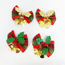 35PCS Mini Bows With Bells Ornaments Christmas Gift Wrapping Accessories For Christmas Tree Wedding Party, Christmas Gift Room Decor