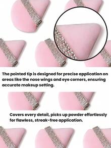 3pcs/10pcs /15pcs/24pcs Pink Triangle Shaped Powder Puff Set For Loose Powder, With Crystal Velvet Short Hair, Soft And Adhesive Makeup Sponge Puff Makeup Tools