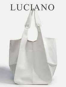 Large Capacity Soft PU Leather Tote Bag For Women, Vintage Casual Style Shoulder Handbag, Suitable For Carrying Laptop And Other Items, Patchwork Design, Minimalist High-End Style, Fits Students, Career Women, Fashionistas, Suitable For Daily Commute, Travel And School