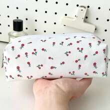 简约花卉铅笔盒，学生桌面文具收纳袋，自然风化妆包，返校必备，笔，学习用品，返校用品，优雅学习用品，办公用品，精美礼品，女孩背包，入学，桌面收纳盒，化妆包 - 紫羅蘭 - 查看 8