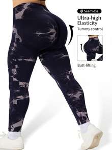 Plus Size Women Seamless High-Waisted Yoga Pants, Oversized Yoga Pants Are Very Fat, Can Be Worn With A High Waist And Nude. They Are 9/10 Plus Size Leggings, Yoga Pants And Leggings Yoga Pants Plus Size Plus Size Gym Clothes Tie-Dye - 藏藍札 - 查看 6