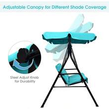 Columpio de patio para 2 personas, con dosel ajustable, estructura de acero con recubrimiento en polvo y asiento acolchado, columpio tipo sofá para patio, jardín, junto a la piscina, balcón, patio trasero (Azul) - Por defecto - Ver 5