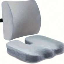 1 Set, 2pcs Memory Foam Slow Rebound Cushion Set, Suitable For Office Chair Seat Cushion, Car Booster Cushion, Includes 1pc Lumbar Support Pad, 1pc Dining Chair & Office Chair Pad Chair Cushion Chair Pillow Cushions Gaming Chair