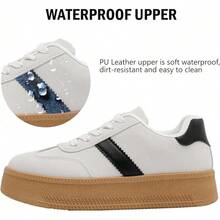 MEMON Womens Fashion Sneakers,Lace Up Platform Sneakers,Lightweight Casual Sneaker,Walking Sport SneakersChristmas - Whiteme25011 - 查看 4