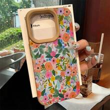 Funda de piel sintética suave con diseño floral pintado a mano para phone 15 Plus, 14 Pro, 13 X, 16, 12, 11 y XS. Diseño floral pintado a mano. Lentes de alta calidad. Compatible con phone 15 Plus, 14 Pro, 13 X, 16, 12, 11 y XS. - Blanco - Ver 3