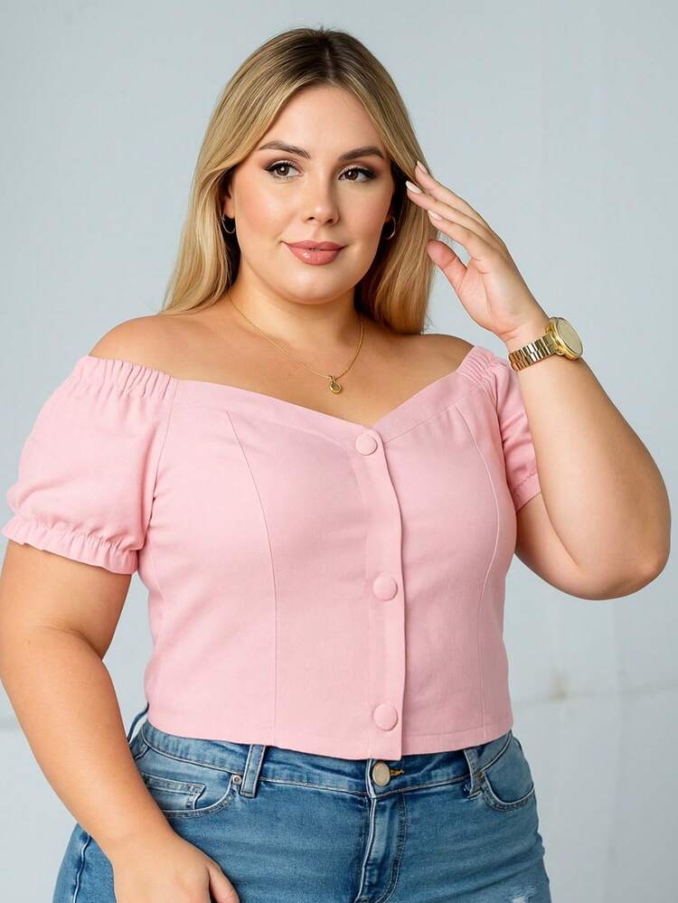 Plus Size Blouse, Bengali Premium Elastane, Zipper Back,  Plus Size 44 To 52 - Rosé BB - View 1