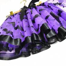 4 件套万圣节蝙蝠头带、蝙蝠魔杖、蝙蝠翅膀、蝙蝠印花网眼裙套装，带衬里的裙子，适合万圣节、狂欢派对装扮 - 彩色 - 查看 10