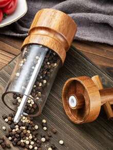 Rosewood Manual Black Pepper Grinder, Sea Salt Grinder, Rosewood Manual Grinder With Transparent Acrylic Pepper Bottle, Adjustable Coarseness Pepper Seasoning Jar, Creative Pepper Grinder, Rama Kitchen Essential, Kitchen Use, High-End Restaurant Supplies, Housewarming Gift, Halloween And Christmas Party Supplies